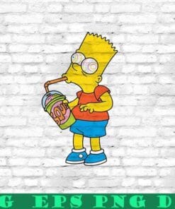 Bart Simpson Drinking Squishee, Cute Simpson, Simpson Picture, The Bart Simpson Drink, Layered SVG, DXF, PNG, EPS