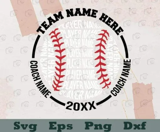 Baseball Custom Names, baseball Lovers, Baseball, all star champion, team members, Baseball Player, Baseball Coach, Layered SVG, DXF, PNG, EPS