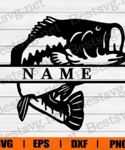 Bass Fish Svg, Fishing Svg, Animal Svg, Svg Eps Png Dxf
