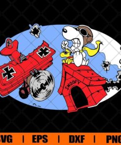 Battling The Red Baron, Snoopy, Layered SVG, DXF, PNG, EPS