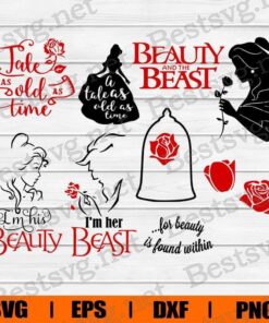 Beauty And The Beast Bundle, Take As Old As Time, I'm Her Beast, Disney , Beauty And The Beast Cartoon, Belle , Beast , Im His Beauty , Disney Cartoon, Svg Eps Png Dxf