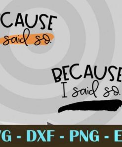 Because I Said So Momlife Sarcastic Mom Mother's Day Design Bundles Customizable Layered Svg, Svg Eps Png Dxf