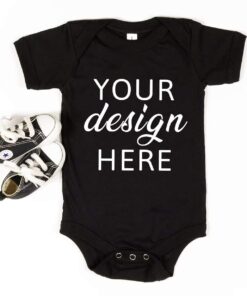 Bella Canvas 100B Black Mockup | Black One Piece Mockup | Baby Bodysuit Mockup | SKU T0060