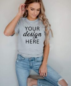 Bella Canvas 3001 Athletic Heather Mockup| Grey T-shirt Mockup| Boho Shirt Mockup| Cute Shirt Mockups| Model Mockups