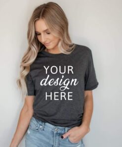 Bella Canvas 3001 Dark Heather Grey Mockup| Grey T-shirt Mockup| Boho Shirt Mockup| Cute Shirt Mockups| Model Mockups