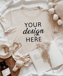 Bella Canvas 3001 flat lay mockup. Bella Canvas soft cream shirt mockup. Tshirt mockup. Mockup model. Shirt mockup. Flat lay mockup