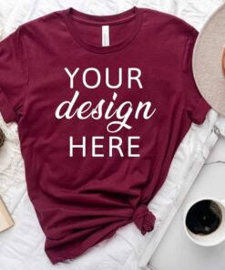 Bella Canvas 3001 Maroon Mockup | Maroon Shirt Mockup | 3001 Mockup | Digital Flat Lay | Styled Flat Lay T Shirt Mock Up