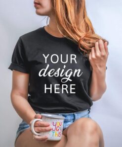BELLA CANVAS 3001 MOCKUP, Black Shirt Mockup, Model Mockup