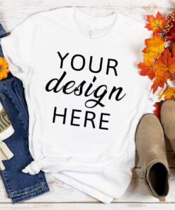 Bella Canvas 3001 Mockup White | Bella Canvas White T Shirt Mockup | Fall Tshirt Mockup | SKU T0017
