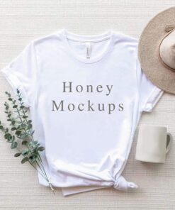 Bella Canvas 3001 Shirt Mockup, Bella Canvas White T-Shirt Mockup Flat Lay, Summer Bella Canvas Mockup, Flat Lay Trendy Mockups