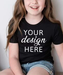 Bella Canvas 3001Y Model Mockup - Black T Shirt Mockup - Kids Shirt Mockup - Child Model Shirt Mockup - Bella Canvas Mockup