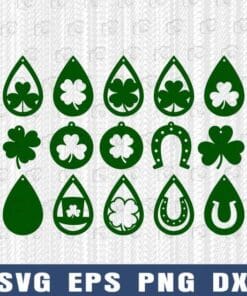 Best Leaves Images, Leaves in Droplets, Four Leaf Grass Stickers, Plant, Layered SVG, DXF, PNG, EPS
