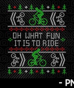 Biking Oh What Fun Cycling Bike Ugly Christmas Sweater Essential Customizable PNG