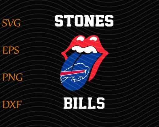Bills Rolling Stones, Rock And Roll, Mouth Art, Rolling Stones Lips With Tongue Out, Rolling Stones Logo, music, Layered SVG, DXF, PNG, EPS