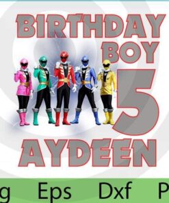 Birthday Boy 5th Birthday Happy Birthday Aydeen, 5 Brother Gao Superman, Superhero Hero, Customizable Layered Svg, Svg Eps Png Dxf