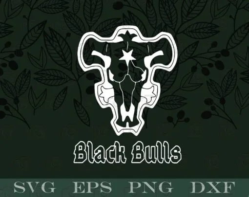 Black Bulls Arts, Japanese Fantasy, Anime Clover Blacks, Layered SVG, DXF, PNG, EPS
