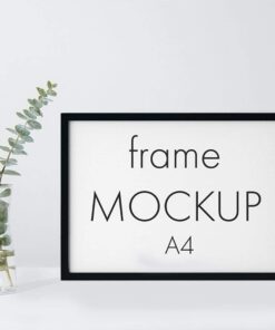 Black Frame Mockup Eucalyptus, Frame Mockup Plants, Horizontal Frame Mockup, Poster Mockup, Mockup Frame, Thin Frame Mockup, A4 Mockup Frame