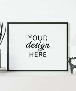 Black frame mockup, Horizontal frame, Mock up, Styled stock, Black thin frame, Frame mockup digital, Thin frame mockup, Black, Psd mockup