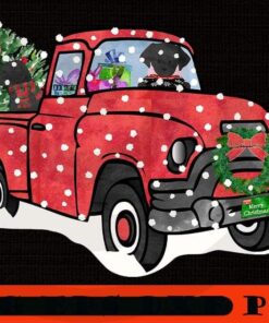 Black Labs Christmas Red Truck Sticker, Happy Christmas Christmas Truck X-mas, Christmas Day, Cute Christmas Gift, Customizable PNG