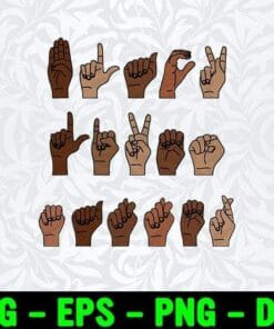 Black Lives Matter, African American, Blm, Raised Peace Sign Hand, Hand Sign Language, Skin Tones, Stop Racism, Layered Svg Eps Png Dxf