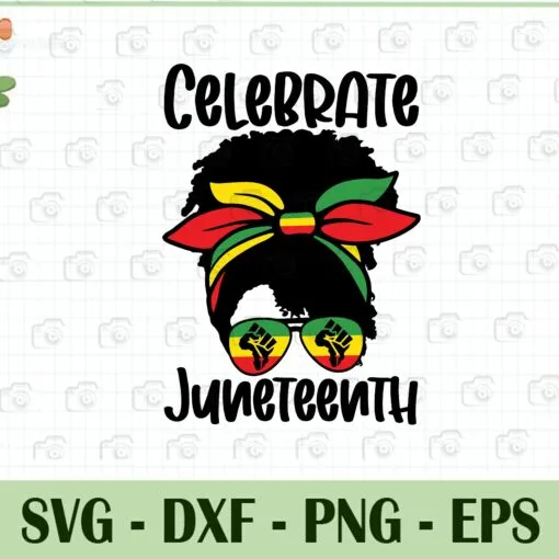 Black Women, Messy Bun, Juneteenth, Celebrate, Palestine Freedom, Free Gaza, Indepedence Day 2021, SVG PNG DXF, EPS, PDF