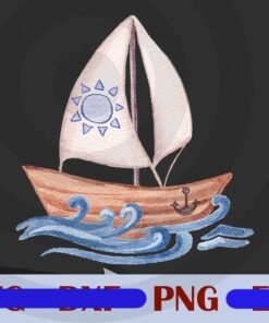 Boat and Wind wave ocean Cute Wild Customizable PNG