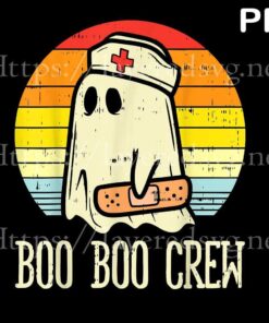 Boo Boo Crew Ghost Nurse Retro Halloween 2020 Nursing RN Retro Vintage Halloween Art Customizable PNG
