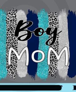 Boy Mom, Brush Stroke, Teal Blue Leopard, Boy Mama, Mom Life, Mothers Day Gift, Leopard Customizable Png