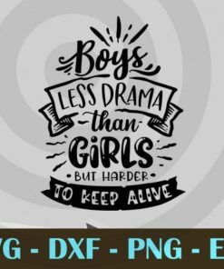 Boys less drama than girls, Funny Mom, Funny Mother, Customizable Layered Svg, Svg Eps Png Dxf