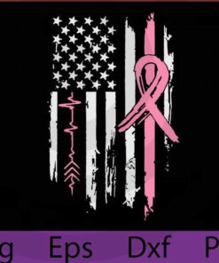 Breast Cancer Awareness Grunge US Flag, Breast Cancer, Pink Rippon, Gift For Mom woman, Halloween Gift Customizable Layered Svg, Svg Eps Png Dxf