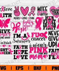 Breast Cancer Bundle, Breast Cancer , Cancer Awareness , Cancer Survivor , Fight Cancer , Hope , Cancer , Svg Eps Png Dxf