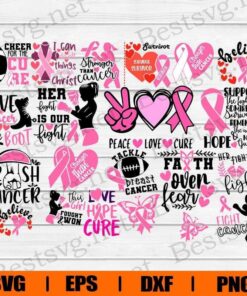 Breast Cancer Bundle , Survivor, Ribbon , Hope , Cancer , Svg Eps Png Dxf