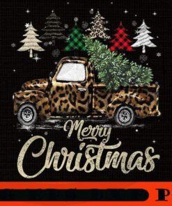 Buffalo Plaid Christmas Tree Red Truck With Sticker, Happy Christmas X-mas, Cute Christmas Truck, Christmas Day, Christmas Gift, Customizable PNG