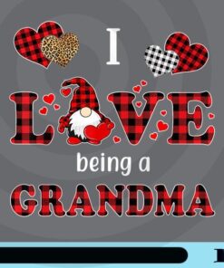 Buffalo Plaid Gnome, I love Being A Grandpa, Family, Gift For Father, Gnome In Love, Heart, Cute, Family Gift Customizable Png