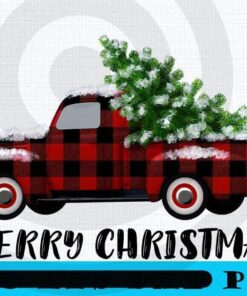 Buffalo Plaid Vintage Truck with Christmas Tree , Happy Christmas X-mas, Christmas Truck, Christmas Day, Christmas Gift, Customizable PNG