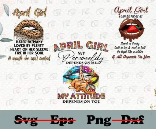 Bundle April Birthday 3PNG Design, Gift for April Girl, Dripping Lips, Leopard Lips, Peace Love, Dripping Chocolate Lips, 3 PNG Design