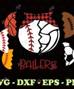 Bundle Ball Design, Busy Raising Ballers, Baseball, Basketball, Softball, Soccer, Football, Ball Mom, Funny Gift for Mother, Layered SVG, DXF, PNG, EPS