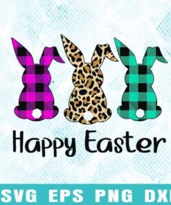 Bunny Rabbit Trio, Blush Floral, Leopard Cheetah, Stripes Easter, Three Bunny Trio, Easter, Bunny Rabbit Layered Svg Eps Png Dxf