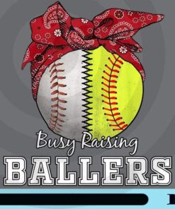 Busy Raising Ballers, Softball Player, Baseball, Baseball Mom Gift, Ball With Bandana, Baller Gift, Customizable Png