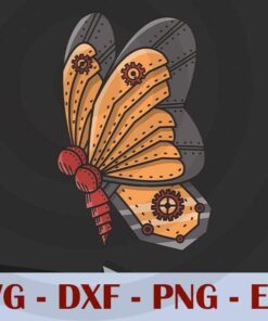 Butterfly Steampunk Insect animal unique Design Bundles Customizable Layered Svg, Svg Eps Png Dxf