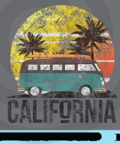 California Retro Surf Vintage Van Surfer Surfing Distressed, Customizable PNG