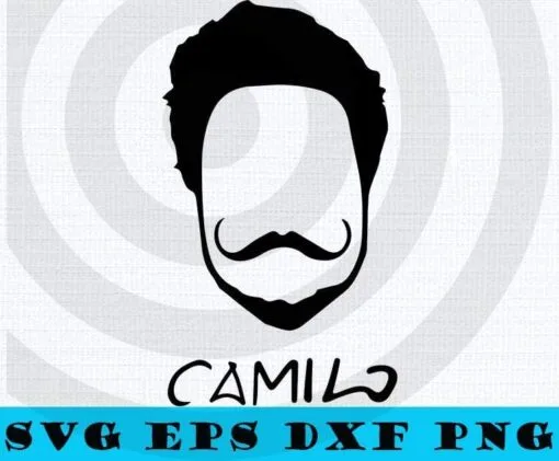 Camilo Face Black art Camilo Echeverry, Colombian singer, Music Lovers, Latin Artist Customizable Layered Svg, Svg Eps Png Dxf