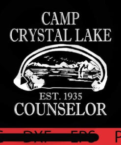 Camp Crystal Lake Counselor est 1935 Black and white art, , Halloween, Halloween Theme, Halloween Gift, Halloween 2021, 2021 Halloween, Scary Cute Awesome Art, Funny Gift, Halloween Art, Customizable PNG