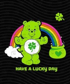 Care Bears, Have a Lucky Day, Green Shamrock Bear, Cute Bear, Funny Bear, Rainbow, Love Care Bears, Layered SVG, DXF, PNG, EPS