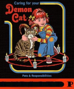 Caring for your Demon cat, 2021 Halloween, retro vintage halloween art, 2021 halloween gift, Retro Comedy halloween theme Customizable PNG
