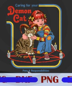 Caring for your Demon cat, Pets And Responsibilities, Cat Lovers, Gift for Friends, Customizable Png