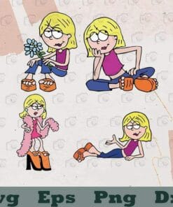 Cartoon Lizzie Mcguire, Disney Channel Retro Vintage Nickelodeon, Disney plus, Funny Face Expressions, Layered SVG, DXF, PNG, EPS