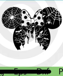 Cartoon mickey mouse Disney Halloween, mickey ears, Mickey Spider web, Black Minnie Spider, 2021 Halloween, Cute dot bow, Customizable PNG