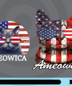 Cat Ameowica, American Flag, 4th Of July, Patriotic, Meowica Cat, US Flag, Independence Day, Customizable Png