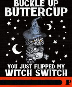 Cat Buckle Up Buttercup You Just Flipped My Witch Switch , 2021 Halloween, retro vintage halloween art, 2021 halloween gift, halloween theme Customizable PNG